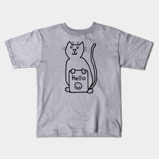 Cute Cat says Hello Outline Kids T-Shirt